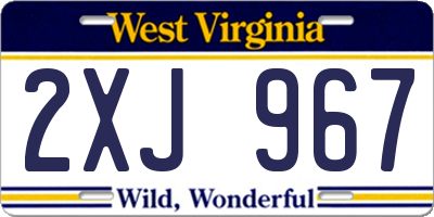 WV license plate 2XJ967