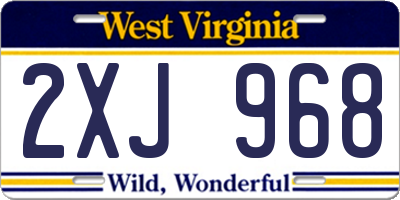 WV license plate 2XJ968