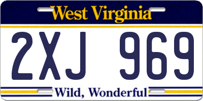 WV license plate 2XJ969