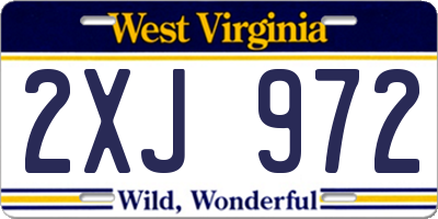 WV license plate 2XJ972