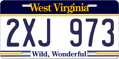 WV license plate 2XJ973