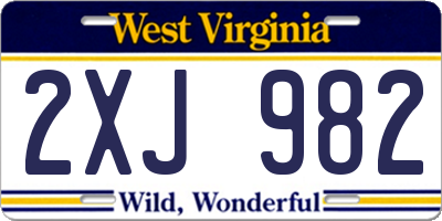 WV license plate 2XJ982