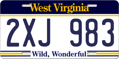 WV license plate 2XJ983