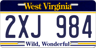 WV license plate 2XJ984