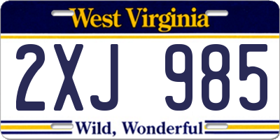 WV license plate 2XJ985