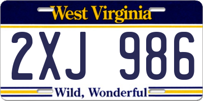 WV license plate 2XJ986