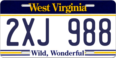 WV license plate 2XJ988