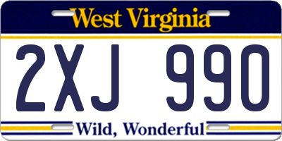 WV license plate 2XJ990