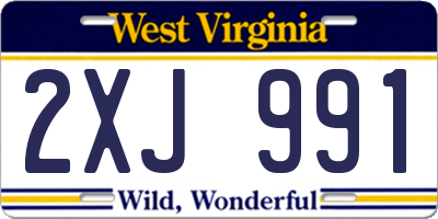 WV license plate 2XJ991