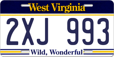 WV license plate 2XJ993