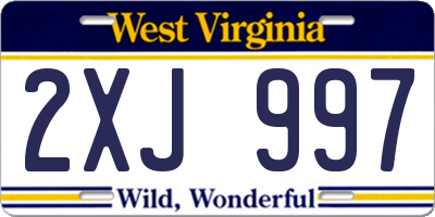 WV license plate 2XJ997