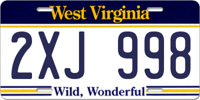 WV license plate 2XJ998