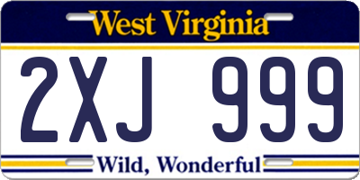 WV license plate 2XJ999