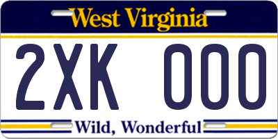WV license plate 2XK000
