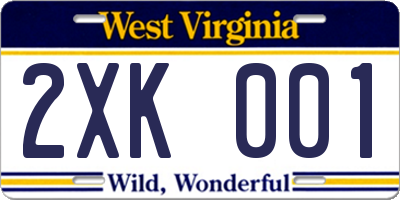 WV license plate 2XK001