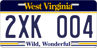 WV license plate 2XK004