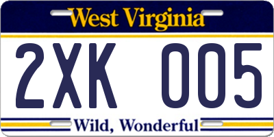 WV license plate 2XK005