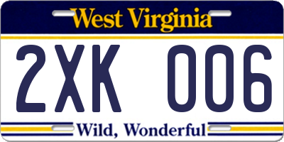 WV license plate 2XK006