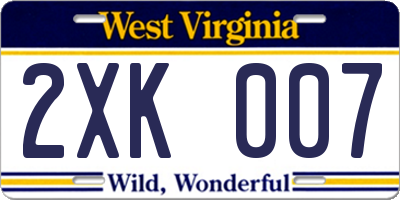 WV license plate 2XK007