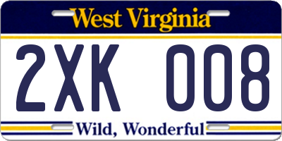 WV license plate 2XK008