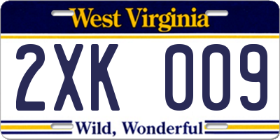 WV license plate 2XK009