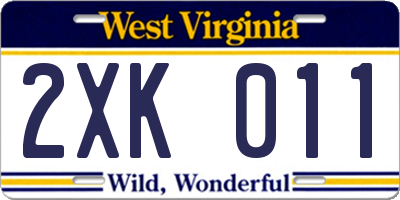 WV license plate 2XK011