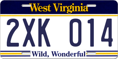 WV license plate 2XK014