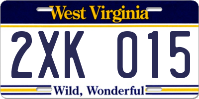 WV license plate 2XK015