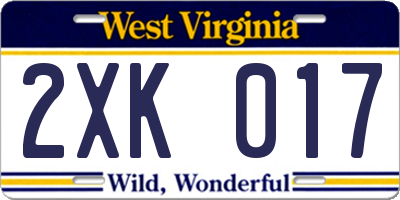 WV license plate 2XK017