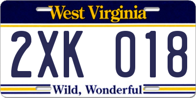 WV license plate 2XK018