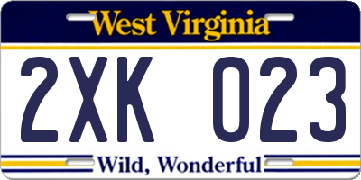WV license plate 2XK023