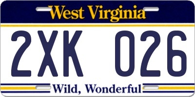 WV license plate 2XK026