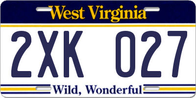 WV license plate 2XK027