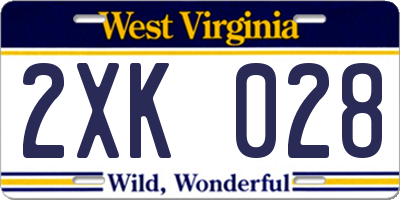 WV license plate 2XK028