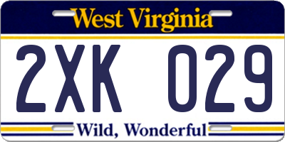 WV license plate 2XK029
