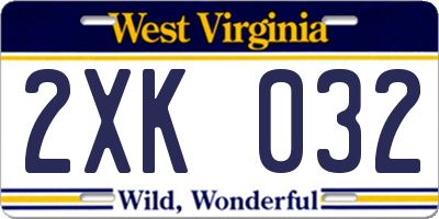 WV license plate 2XK032