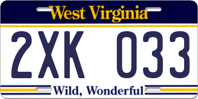 WV license plate 2XK033