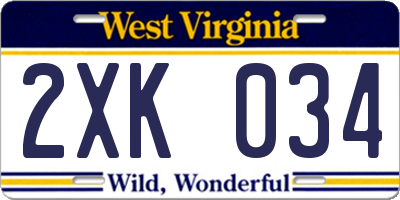 WV license plate 2XK034