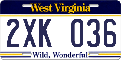 WV license plate 2XK036
