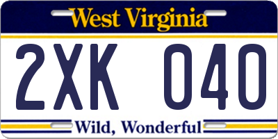 WV license plate 2XK040