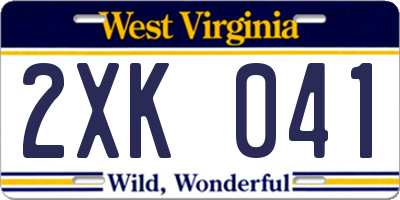 WV license plate 2XK041