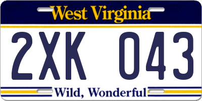 WV license plate 2XK043