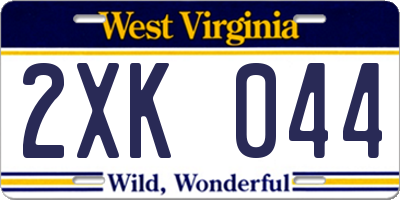 WV license plate 2XK044