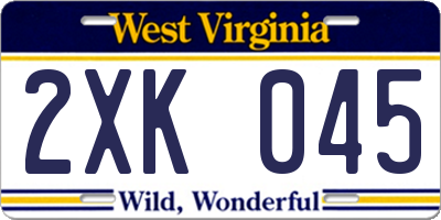 WV license plate 2XK045