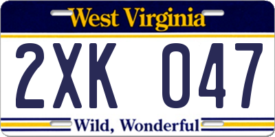 WV license plate 2XK047