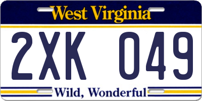 WV license plate 2XK049