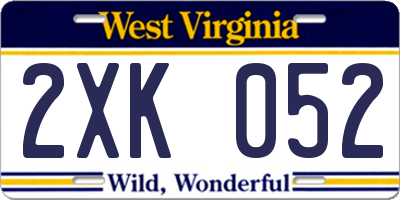 WV license plate 2XK052