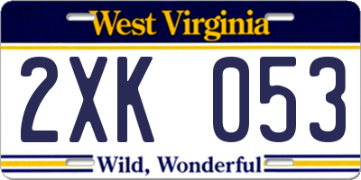 WV license plate 2XK053