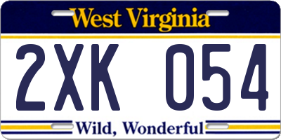 WV license plate 2XK054