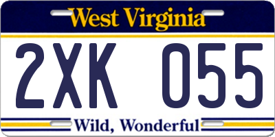 WV license plate 2XK055